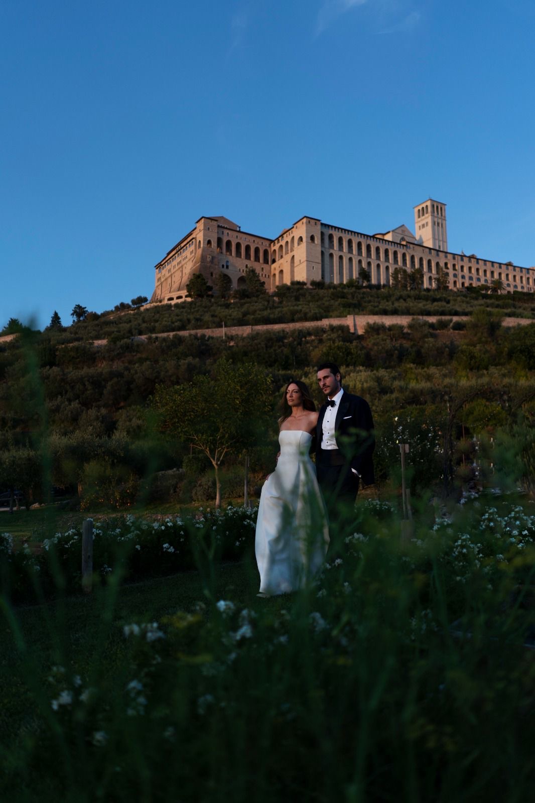 A couple in the gardens below the Basilica